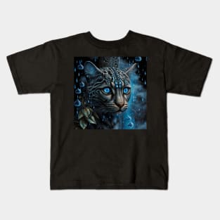 Silver Bengal Cat Fantasy Kids T-Shirt